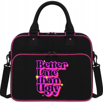 Sportovní taška Sportovní taška černo-růžová prostorná do posilovny BETTER LATE THAN UGLY