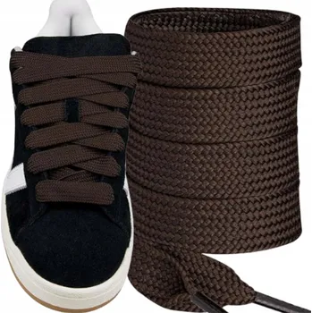 Tkaničky do bot Hnědé tkaničky do bot 15 mm široké ploché tkaničky 90 cm pro boty velikosti 36-40