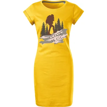 Dámské šaty Bavlněné letní šaty I cesta je cíl Velikost: M, Barva: Žlutá