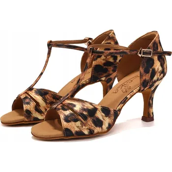 Dámské lodičky Lelka taneční boty na latino 2395 - leopardí vzor - podpatek 7,5 cm, velikost 39