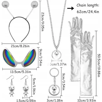 Karnevalový kostým KOSTÝM DÁMSKÉ VESMÍRNÉ DOPLŇKY PŘEVLEK UFOLUD MIMOZEMŠŤAN HALLOWEENSKÝ PLES