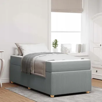 Postel Rám postele s matrací Světle šedá 90 x 190 cm látka