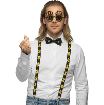Karnevalový kostým Sada doplňků Dolar (brýle, motýlek a šle)