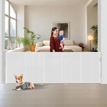 Obraz HollyHOME Výsuvná zábrana na schody, extra široká 300 cm, šedá