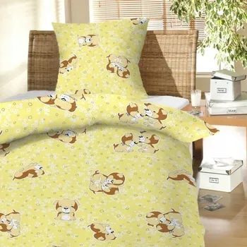 Povlečení Hybler textil Povlečení bavlna do postýlky Štěně žluté 90x130, 45x60 cm