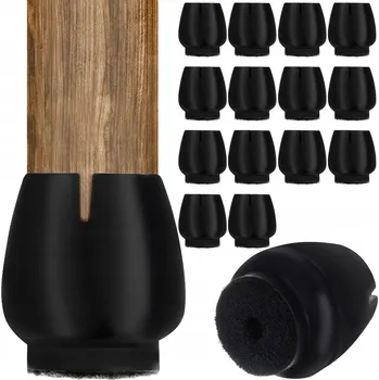 Podložka pod nábytek Ochranné návleky na nohy nábytku, černé, plastové, 4 ks