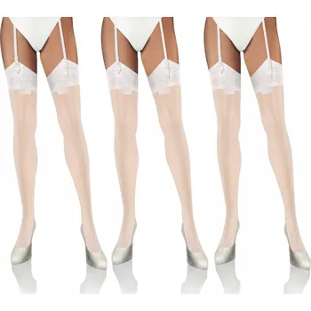 Dámské punčochy Sesto Senso Sada 3 podvazkových punčoch se vzorem 20 DEN 3XL/4XL Bílé