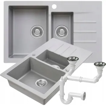 Granitový dřez Granitový dřez s 1,5 komorou Zeus, šedý