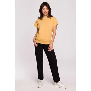 Dámské tričko VÝPRODEJ DÁMSKÁ BLŮZA TRIČKO S OZDOBNÝMI ZÁDY ŽLUTÁ 44 XXL