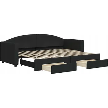 Pohovka Černá rozkládací pohovka 2v1 se zásuvkami 223 x 90 x 75 cm