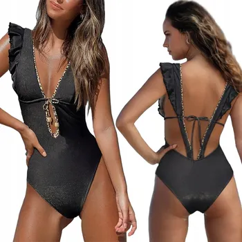 Dámské oblečení JEDNODÍLNÉ PLAVKY ČERNÉ S VÝSTŘIHEM VEL. XL