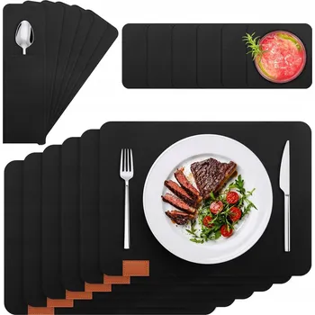 prostírání PODLOŽKY POD TALÍŘE ČERNÉ PLSTĚNÉ PROSTÍRÁNÍ NA STŮL + POUZDRO NA PŘÍBORY - SADA