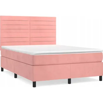 Postel Kontinentální postel s nastavitelným čelem, růžová, 203 x 144 x 118/128 cm