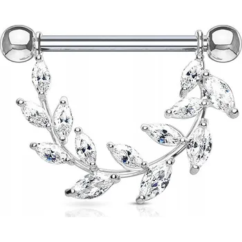 Náušnice Piercing do bradavky - lístek 1,6/15/15 stříbrný