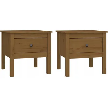 Konferenční stolek Odkládací stolek z masivního borovicového dřeva se zásuvkou, medově hnědý, 50x50x49 cm