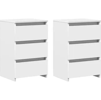 Noční stolek Noční stolek bílý se 3 zásuvkami, materiál dřevotříska, 40x35x62,5 cm