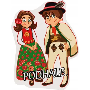 Obraz MAGNET DŘEVĚNÝ FOLK - GORALSKÝ PÁR Podhalí