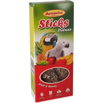 Krmivo pro ptáka Tyčinka Avicentra Deluxe velký papoušek, s ovocem a medem 2ks-KS