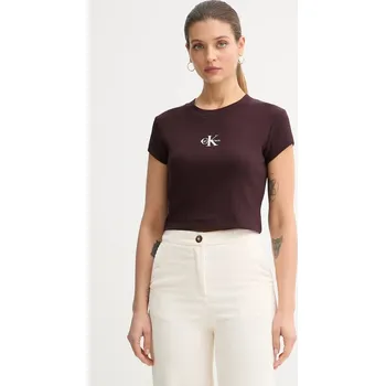 Pánské oblečení Tričko Calvin Klein Jeans LV047AB802 hnědá 89X, vel. XS