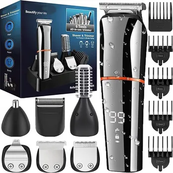 Strojek na vlasy Stříhací strojek na vlasy 3v1 černý síťový/akumulátorový s LCD