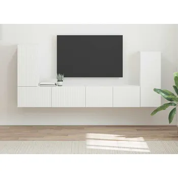 Obývací pokoj vidaXL Sestava TV skříněk 4 pcs Bílá kompozitní dřevo [3409114]