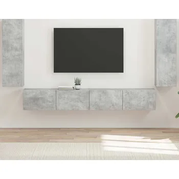 Obývací stěna vidaXL Sada televizního nástěnného kabinetu 4 pcs Betonově šedá [3408928]