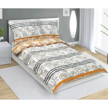 Povlečení Povlečení bavlněné retro šedooranžové 140x200, 70x90 cm