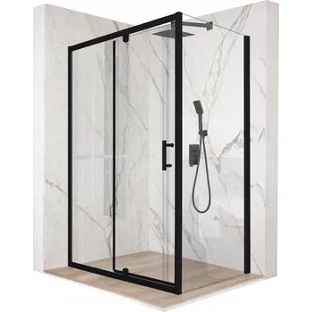 Sprchový kout obdélníková výklopná černá 120x90 cm sklo 6 mm + povrchová úprava