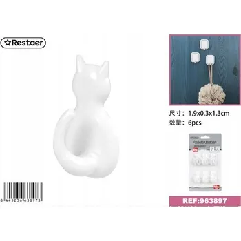 Věšák Věšák Kočka Bílý Dekorativní 6 Ks k Zavěšení