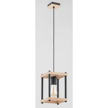 Lampa lustr závěsný klec dřevo kov černý DASO BLACK 61391A