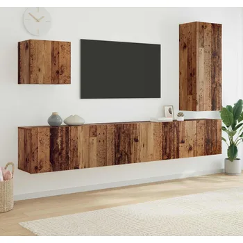 Obývací stěna vidaXL Nástěnná skříňka na TV 5 pcs Staré dřevo kompozitní dřevo [3402767]