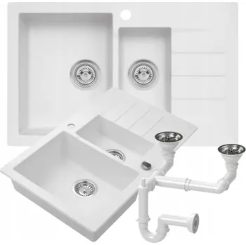 Granitový dřez Jednokomorový granitový dřez Moderno Annie bílý