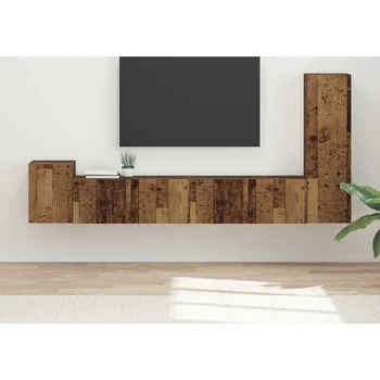 Obývací stěna vidaXL Sestava TV skříněk Nástěnný 3 pcs Staré dřevo kompozitní dřevo [3409022]