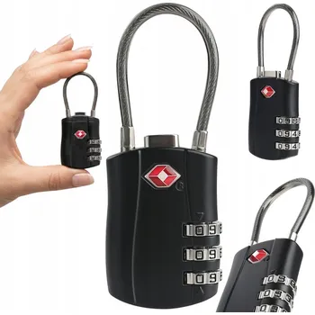 Zámek s lankem TSA systém na kód pro kufr, zavazadlo, do posilovny - pevný