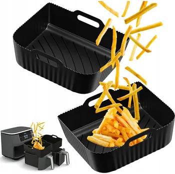 SILIKONOVÉ FORMY NA PEČENÍ ČTVERCOVÁ NÁDOBA DO HORKOVZDUŠNÉ FRITÉZY