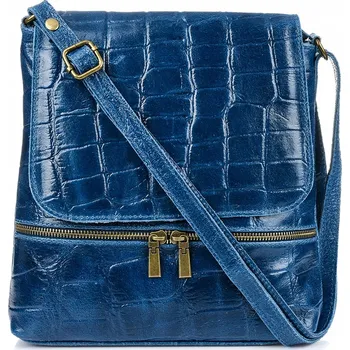 Vera Pelle kabelka kožená kabelka přes rameno z pravé kůže, modrá