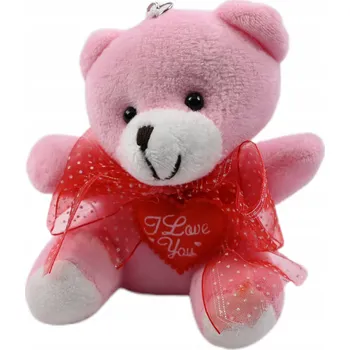PŘÍVĚSEK NA KLÍČE NA KLÍČE VALENTÝNSKÝ DÁREK PLYŠOVÝ MEDVÍDEK SE SRDCEM RŮZNÉ BARVY