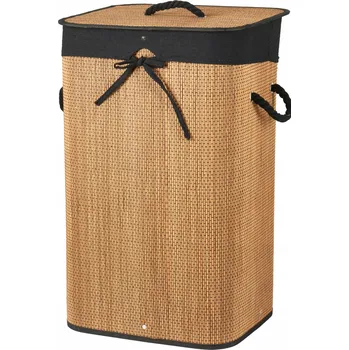 BAMBUSOVÝ KOŠ NA PRÁDLO SKLÁDACÍ S UCHYTY 72 L HNĚDÝ