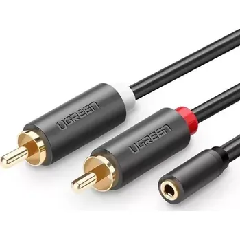 Audio kabel UGREEN AV102 Adaptér 2x RCA (Cinch - M) - 3.5 mm jack (F) 2 m černá (10510)