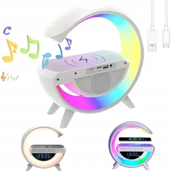 Lampička LED GAMINGOVÁ lampička RGB Reproduktor Bezdrátová QI Nabíječka Hodiny Rádio Budík