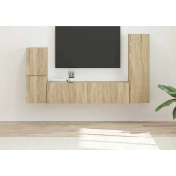 Obývací stěna vidaXL Sestava TV skříněk Nástěnný 4 pcs Sonoma dub kompozitní dřevo [3409026]