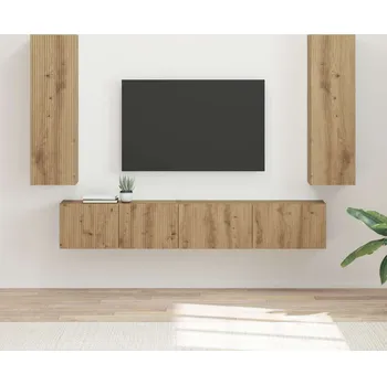 Obývací pokoj vidaXL Sestava TV skříněk 3 pcs Artisanový dub kompozitní dřevo [3408987]