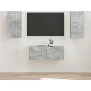 Obývací stěna vidaXL Sestava TV skříněk 2 pcs Betonově šedá kompozitní dřevo [3408964]