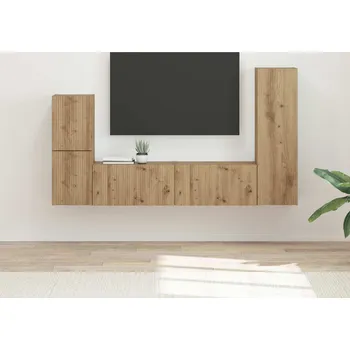 Obývací stěna vidaXL Sestava TV skříněk 4 pcs Artisanový dub kompozitní dřevo [3409032]