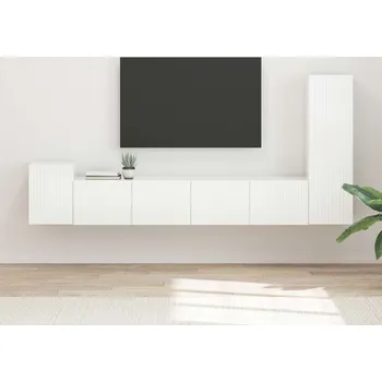 Obývací stěna vidaXL Sestava TV skříněk 3 pcs Vysoce lesklá bílá kompozitní dřevo [3409019]