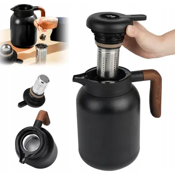 Termoska TERMOSKA S LOUHOVACÍM SÍTKEM NA KÁVU ČAJ 1,5L NEREZOVÁ OCEL 304 ČERNÁ