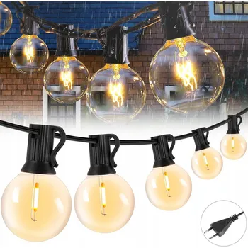 Vánoční dekorace Zahradní girlanda Světýlka Žárovky Koule 15m 50+2ks Zahradní řetěz