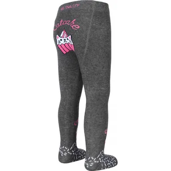 Kojenecké oblečení Dívčí punčocháče s ABS protiskluzem, motiv kočka, grafitové, Be Snazzy, vel. 92/98