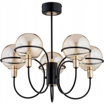 Stropní svítidlo PETRA 5x40W černé Alfa 62157 koule jantarové