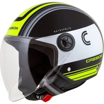 Motodoplněk přilba Handy Metropolis, CASSIDA (černá/bílá/žlutá fluo/šedá, vel. 2XL)